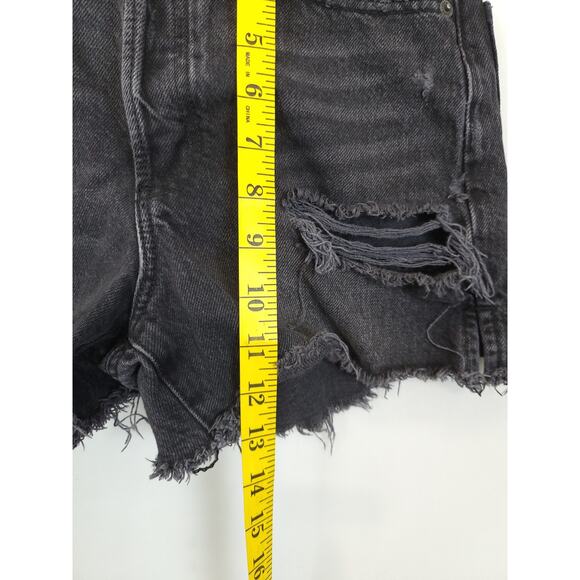 Garage Denim Shorts Cut Off Distress Button Fly Women 00 / 23 Black Hot Pants - Picture 4 of 11